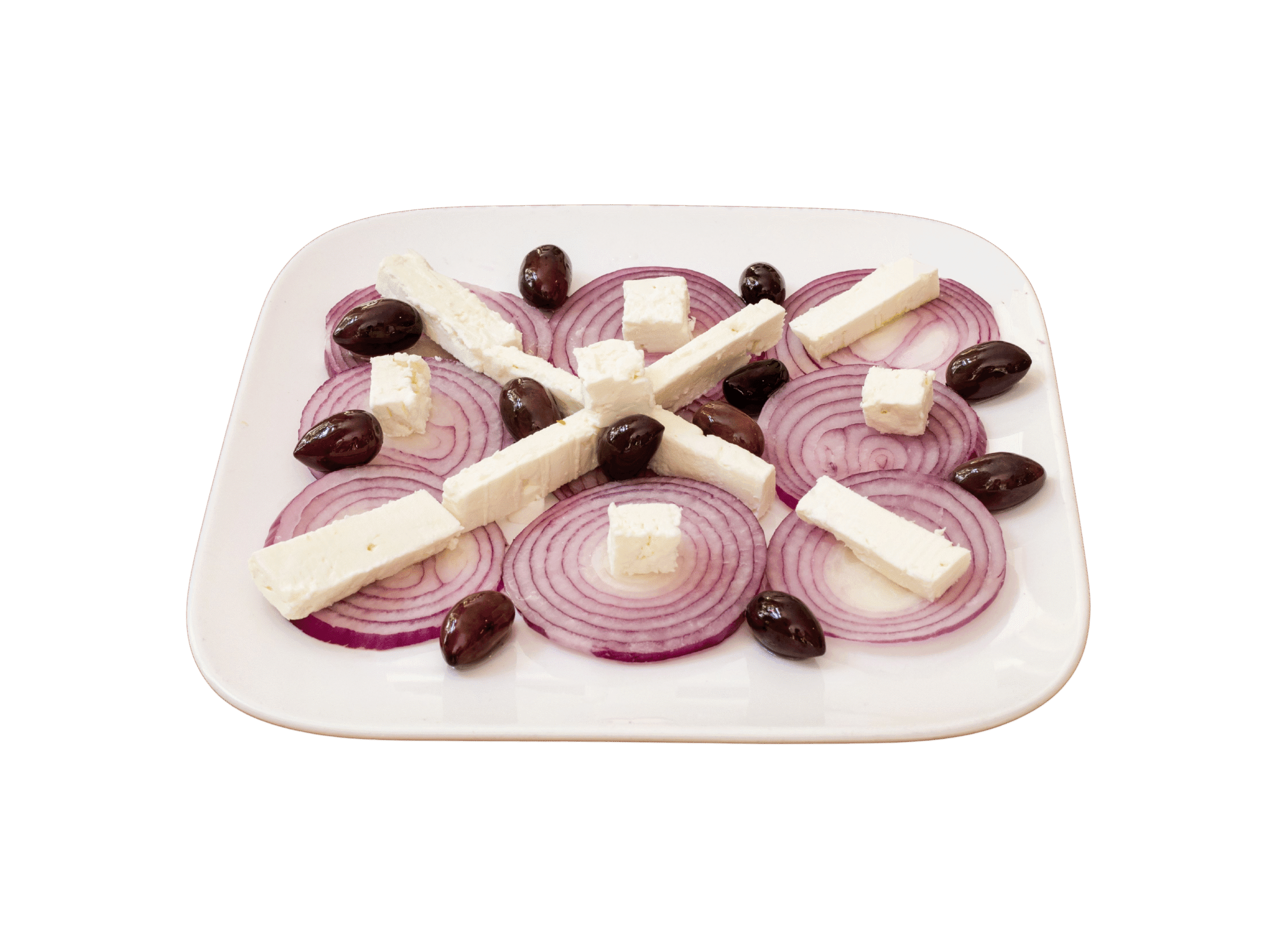 Schaf Kaese mit Zwiebel und Oliven