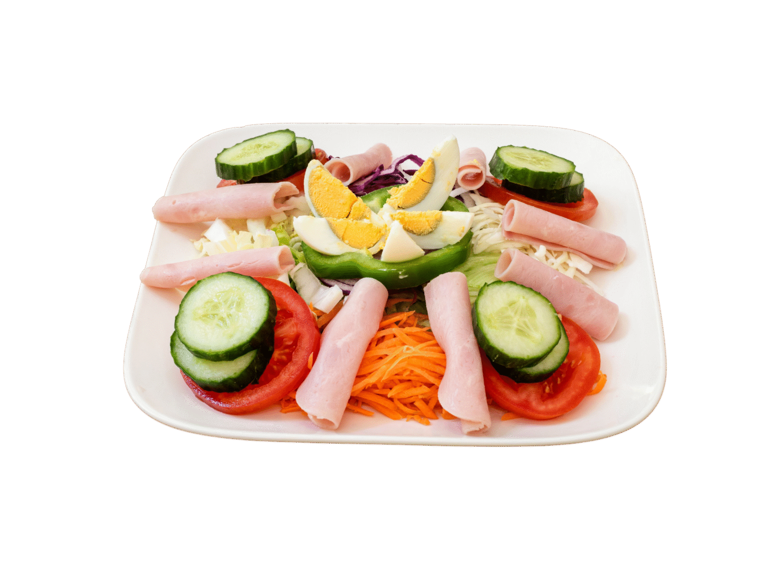 Gemischter Salat mit Schinken und Ei