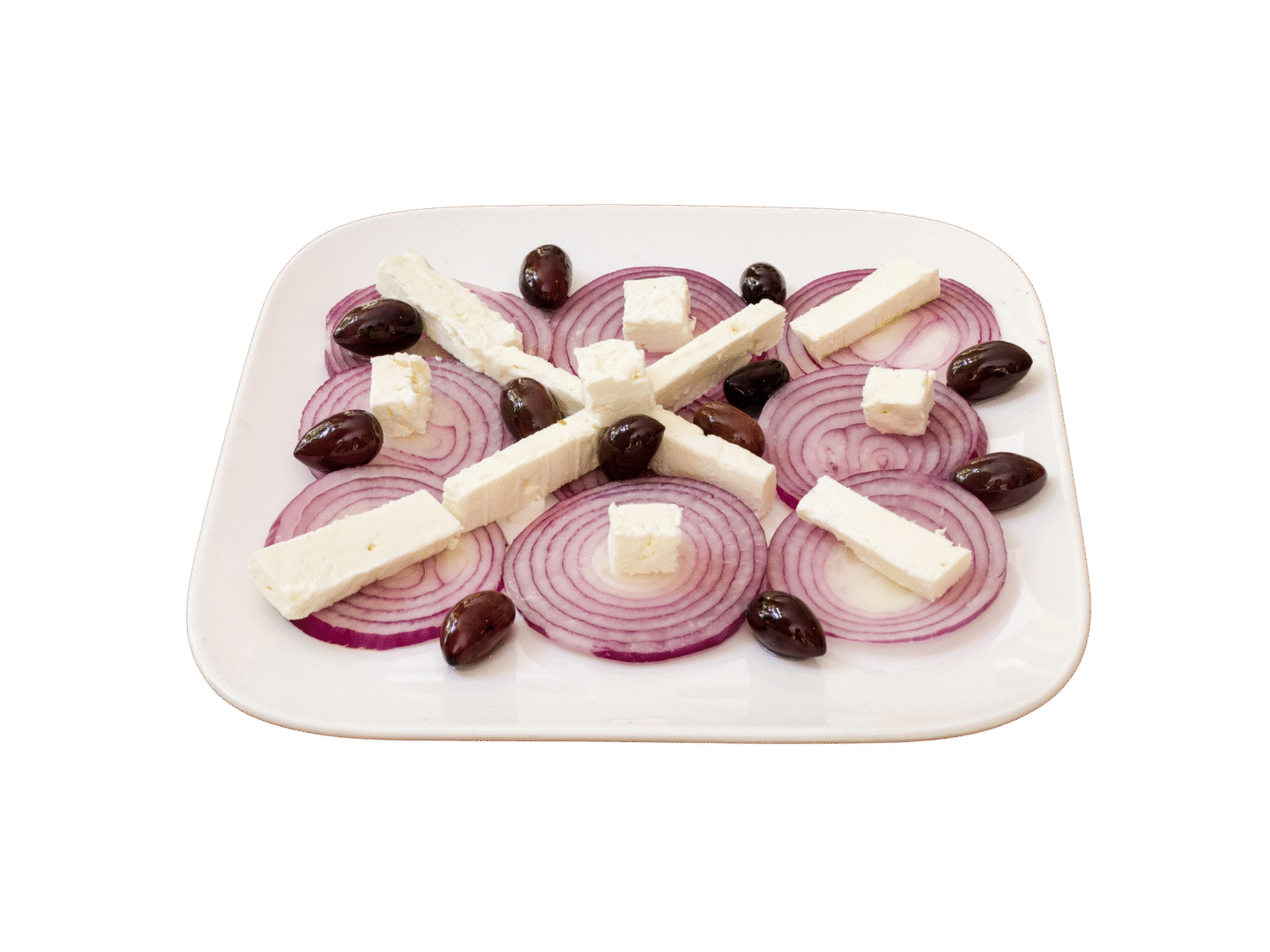 Schafkäse mit Zwiebel und Oliven